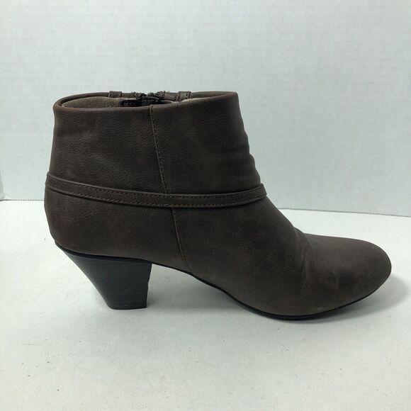 Life Stride Boots Womens Size 9 Active Arch Comfort Ankle Side Zip Brown F3 - Picture 12 of 13